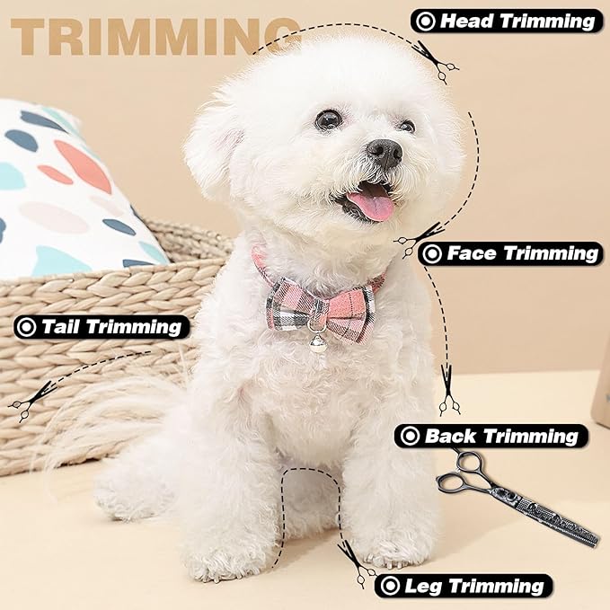 JASON 8 Inch Dog Thinning Scissors Ergonomic Pets Grooming Thinner Blender Shears Cat Trimming Texturizing with Offset Handle, Stainless Steel, Light Weight, Sharp, Safe, Comfortable