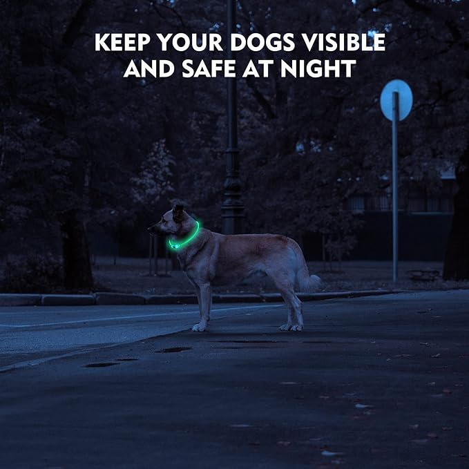 LED Dog Collar, Rechargeable Light Up Dog Collars,IP67 Waterproof Dog Lights for Night Walking，Adjustable, Reusable Safety Necklace for Small Medium Large Dogs (Pink)
