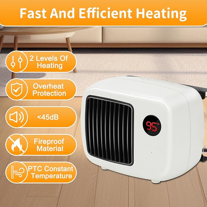 Rypet Dog House Heater with Thermostat, 200W/400W Safe Heater for Dog House Outdoor with 6 Ft Anti Chew Cord, Wall Mounted Chicken Coop Heater Electric Warmer for Hound Kennel Cat Cage Chicken Coop