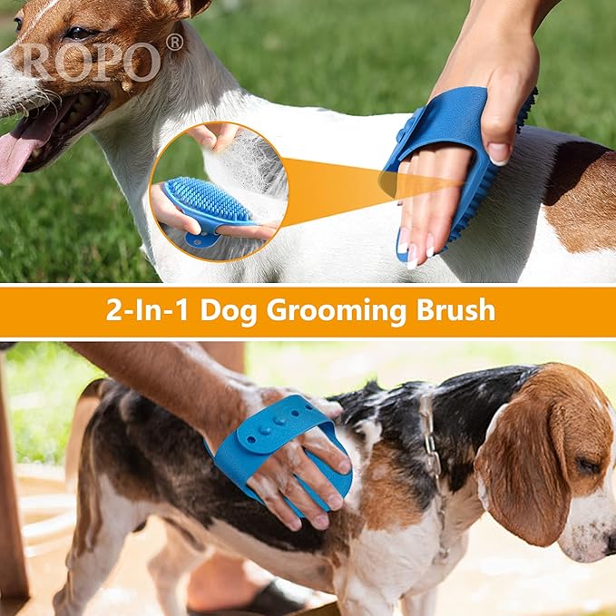 ROPO Dog Grooming Brush, 2pcs Pet Cat and Dog Comb Tool Materials, Easy to Use, Lightweight and Portable, Suitable for Any Pet with Hair Guarantee