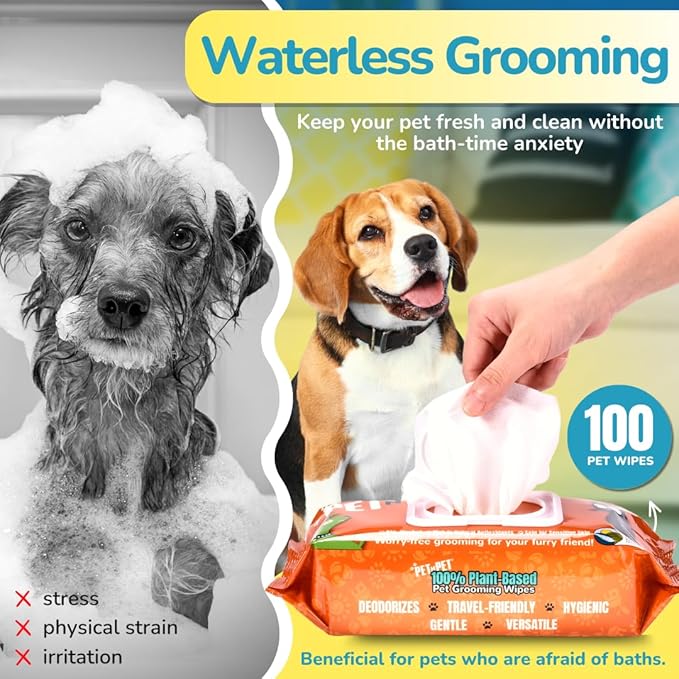Pet N Pet 720 Counts, Unscented Dog Poop Bags Rolls, 38% Plant Based & 62% PE + 100% Plant Based Dog Wipes for Paws and Butt, 100 Counts Dog Pet Wipes, 8" x 8" Hypoallergenic Unscented Wipes