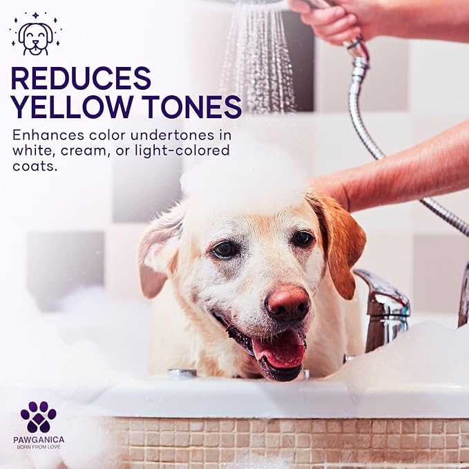 Pawganica 2-in-1 Purple Shampoo for Dogs, Supports Coat Whitening & Softness, pH-Balanced, Fur Whitening Dog Shampoo and Conditioner, Shampoo for Smelly Dogs 8 fl oz