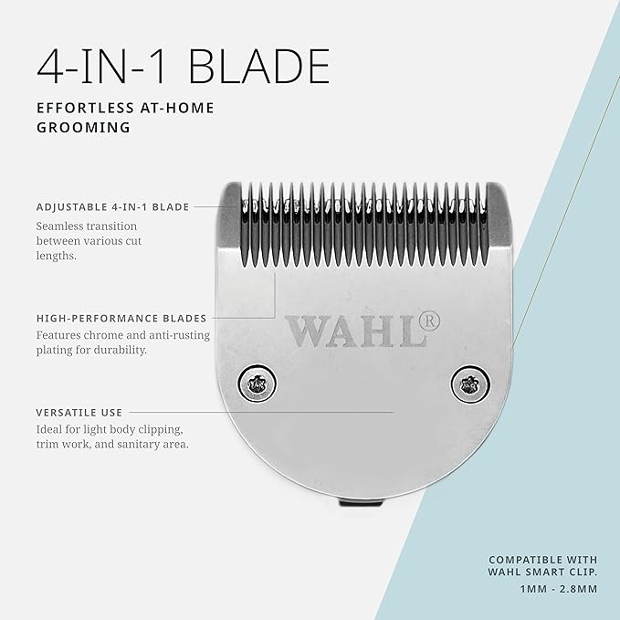 Wahl Pro Animal 4-in-1 Bladeset for Smart Clip Pet Clipper - Adjustable Grooming Blade for Light Body Clipping, Trim Work & Sanitary Areas - High-Performance, Chrome-Plated Replacement Blade