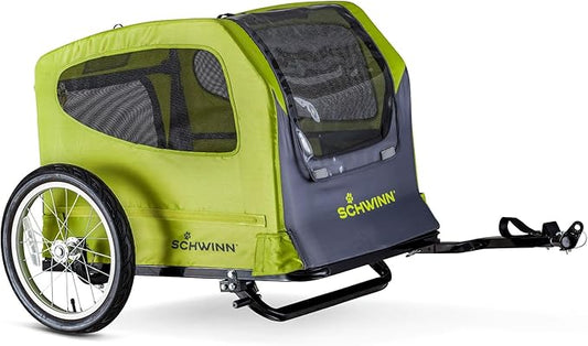 Schwinn Rascal Bike Dog Trailer, Carrier for Small and Large Pets, Easy Folding Cart Frame, Quick Release Wheel, Universal Bicycle Coupler, Washable Non-Slip Lining