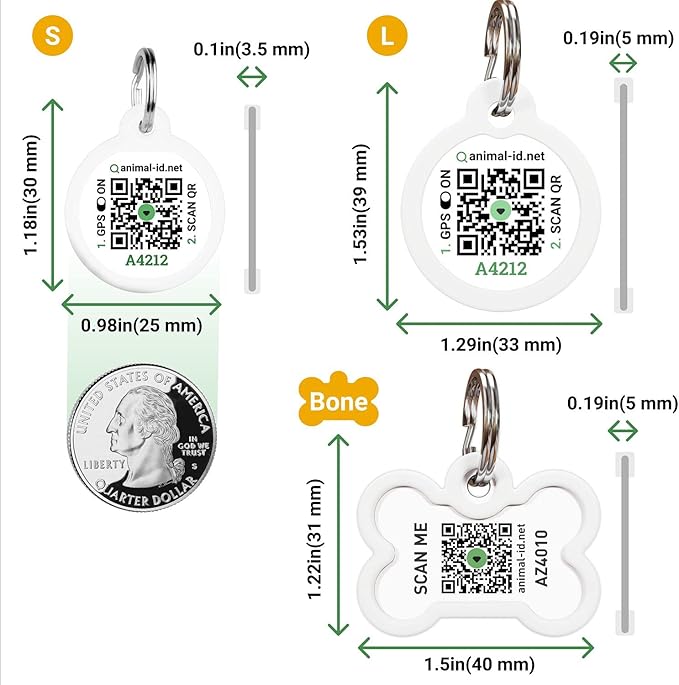 QR Code Pet Tag Service Dog ID - ESA - Emotional Support Service Dog Name Tags (Service Dog, Bone)
