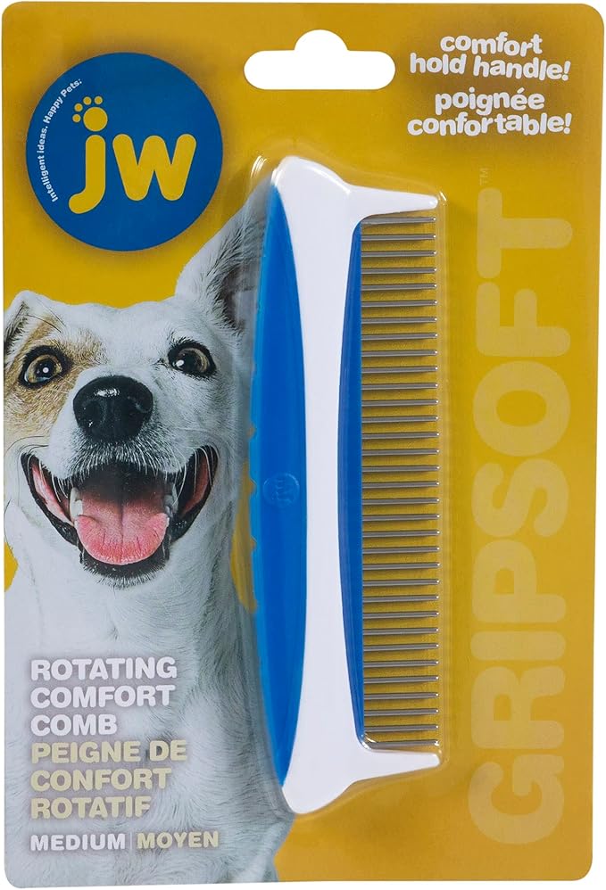 JW Pet Company 5-Inch Gripsoft Rotating Comfort Comb, Medium