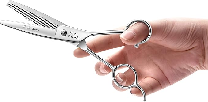 Purple Dragon 6.5" 46 Tooth Professional Pet Grooming Scissors - Dog Thinning/Blending Shears - Animal Hair Trimmer for Pet Groomer or Family DIY