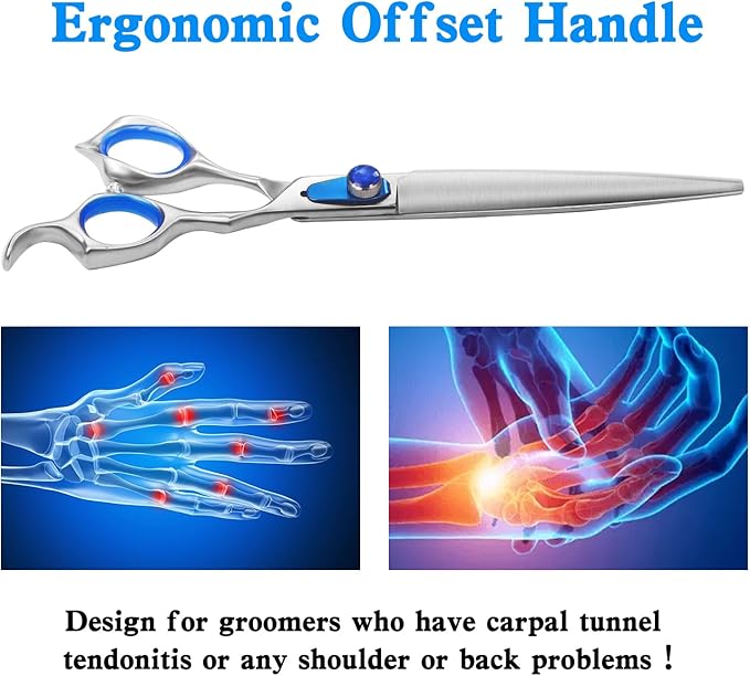 7.5'' Straight Dog Grooming Scissors Professional Dog Shears for Grooming Japan 440C Stainless Steel Sharp Smooth Heavy Duty Pet Grooming Scissors