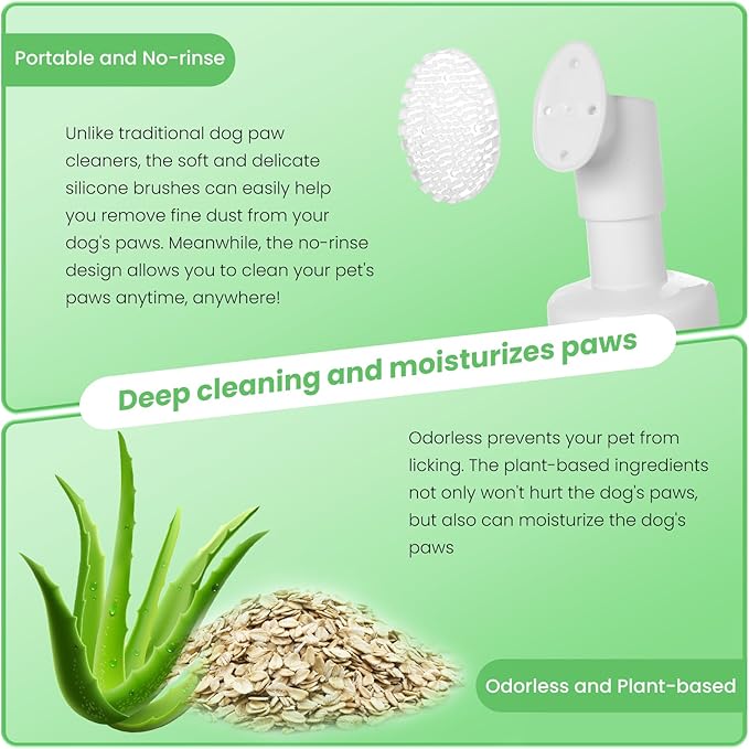 Dog Paw Care Kit | Dog Paw Cleaner for Dogs & Cats (6.8oz) | Dandelion No Rinse Clean Paws Foaming Cleanser | Pet Paw Cleaner Foot Washer w/Natural Lick Safe Dog Paw Pad Blam Stick(2.4 oz)
