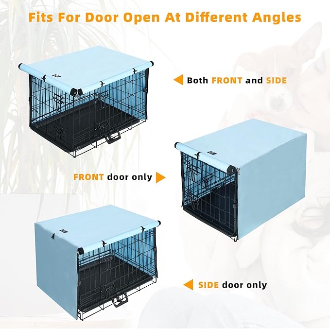 X-ZONE PET Double Door Dog Crate Cover - Polyester Pet Kennel Cover Fits 48 inches Wire Dog Cage Blue
