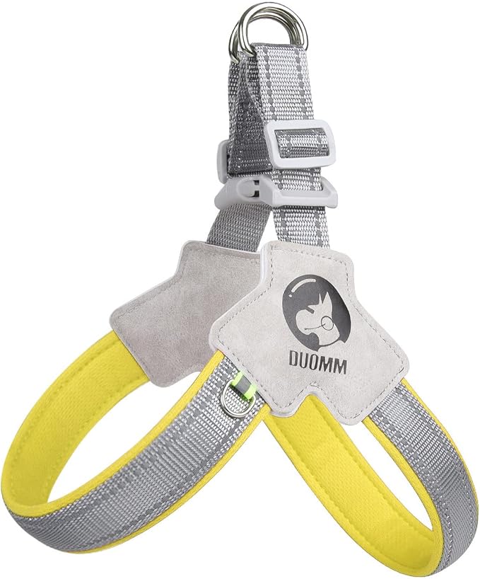 Dog Harness Y-Shaped Harness Breathable Heat Dissipation Easy to Wear Night Reflective Signs for Small and Large Dogs to Wear (Yellow,S Bust 13in-18in)