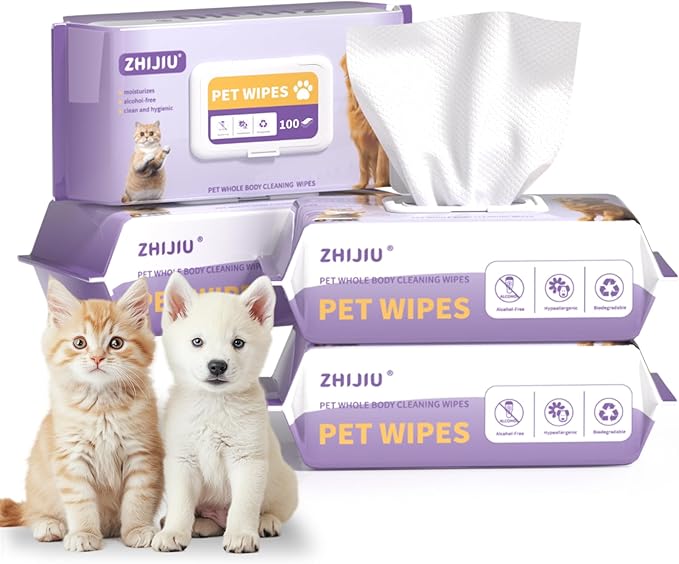 Dog Wipes for Paws and Butt, Pet Wipes for Dogs, Unscented Dog Grooming Wipes for Paws, Butt, Face and Body, Hypoallergenic Dog Cleaning Wipes, Cat Wipes- 400 Count