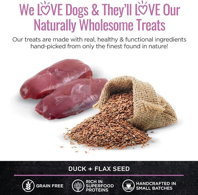 Smart Cookie Duck Jerky Dog Treats with Flax Seed, Omega Oils- Hypoallergenic Strips for Dogs and Puppies with Allergies, Sensitive Stomachs - Dehydrated, Grain Free, Made in USA - 3oz Bag, Pack of 3