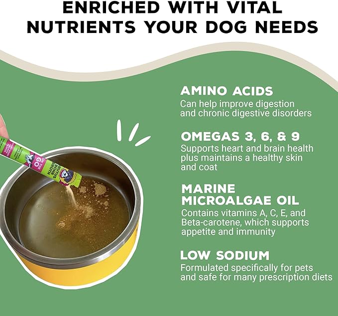 Brutus Broth Instant On The Go Vegetable Powder for Dogs - Vegetable Powder with Omegas 3, 6 & 9 & Turmeric - Human Grade Dog Food Toppers for Dry Food & Picky Eaters - 10 Stick (Salmon Flavor)
