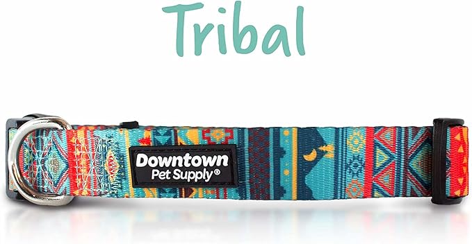 Downtown Pet Supply - Best, Cute & Fancy Dog Collar - Lightweight Adjustable Dog Collar with Quick Buckle & D-Ring - Hand Wash Safe - Tribal - L - Large Dog Collar