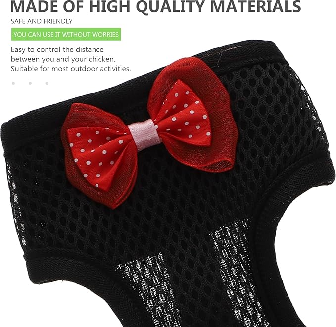 Balacoo Chicken Harness - Chicken Traction Rope Elastic Breathable Adjustable Pet Harness Vest Washable Xmas Pet Set for Chicks, Geese, Hen, (Black M)