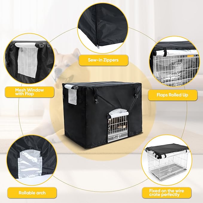 NEVERLAND Dog Crate Cover 48 Inch - Kennel Crate Covers for Dog Cage Waterproof, Universal Durable Oxford Cloth Dog Cage Cover for Most Wire Pet Crates, 48 x 30 x 33 Inch (Cover Only)