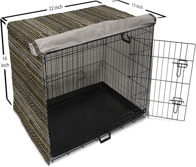 Ambesonne Boho Dog Crate Cover, Tribal Ethnic Retro Mayan Native American Funky Hippie Culture Pattern, Easy to Use Pet Kennel Cover for Small Dogs Puppies Kittens, 22 Inch, Coffee Charcoal