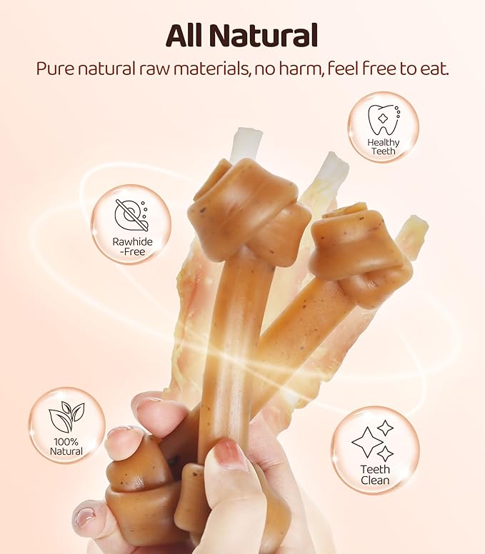 Large 6.5" Cranberry and Seaweed Chewy Bones Dog Treats,16OZ Rawhide Free Dog Treats 6 Packs Dog Chewy Treats for Aggressive Chewers Medium and Large Dogs