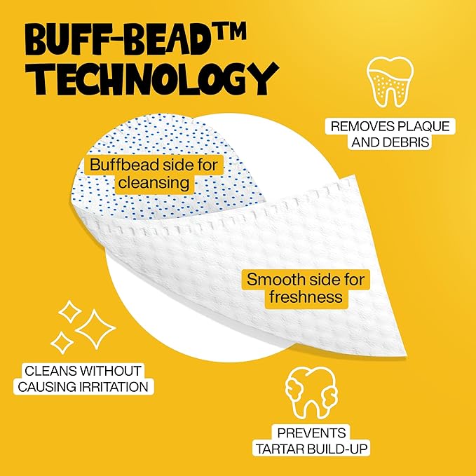 Teeth Cleaning Wipes 60 Packs - Peanut Butter Dental Wipes to Reduce Plaque & Tartar for Dogs & Cats - Pet Dental Wipes for Oral Freshness