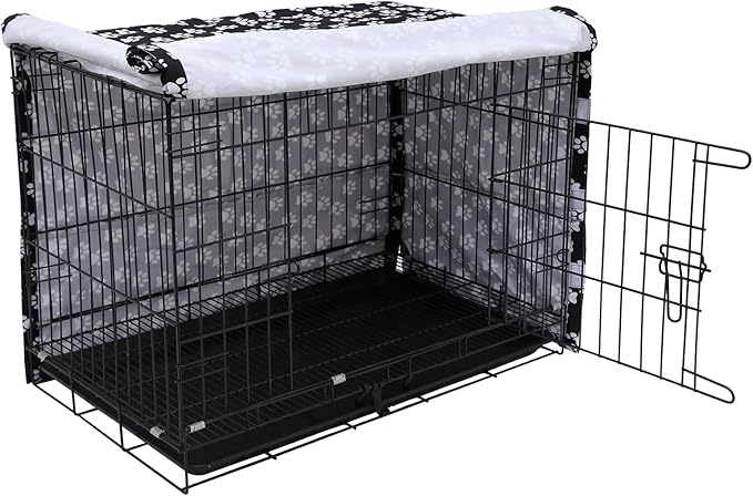 Dog Crate Cover for Wire Crates, Fits Most 36" inch Dog Crates. Easy to Put On, Take Off, and Adjust - Cover only - Black-36 Inch