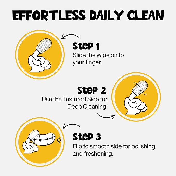 Teeth Cleaning Wipes 60 Packs - Peanut Butter Dental Wipes to Reduce Plaque & Tartar for Dogs & Cats - Pet Dental Wipes for Oral Freshness