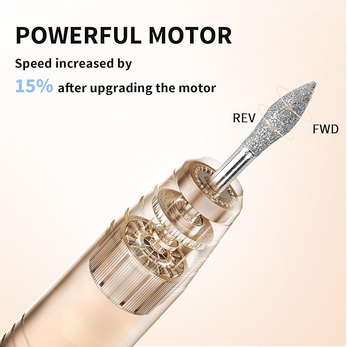 JISHO Nail Drill, Portable Electric Nail Drill Machine for Acrylic Nail Kit, Cordless with Max 15000 RPM, 12 in 1 Kit Electric Nail File Efile Nail Drill Gift for Beginner and Professional (Yellow)