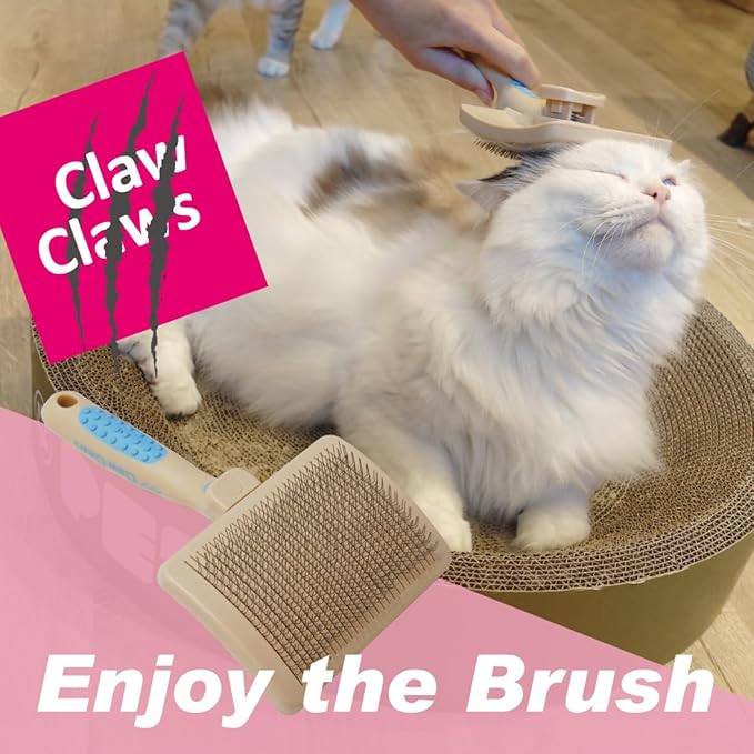 Pet Slicker Brush for Large Dogs, Plastic Handle, Gently Remove Tangled and Mats Hair, Pet Grooming Brush Tool, Sheepskin Wool Carders (8" Quick Cleaning)