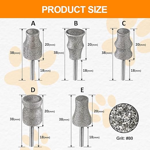 BGTEC Stained Glass Diamond Grinder Bit Head Tools and Diamond Rotary Pet Nail Grinder Bits Dog Nail Grinder Replacement Head