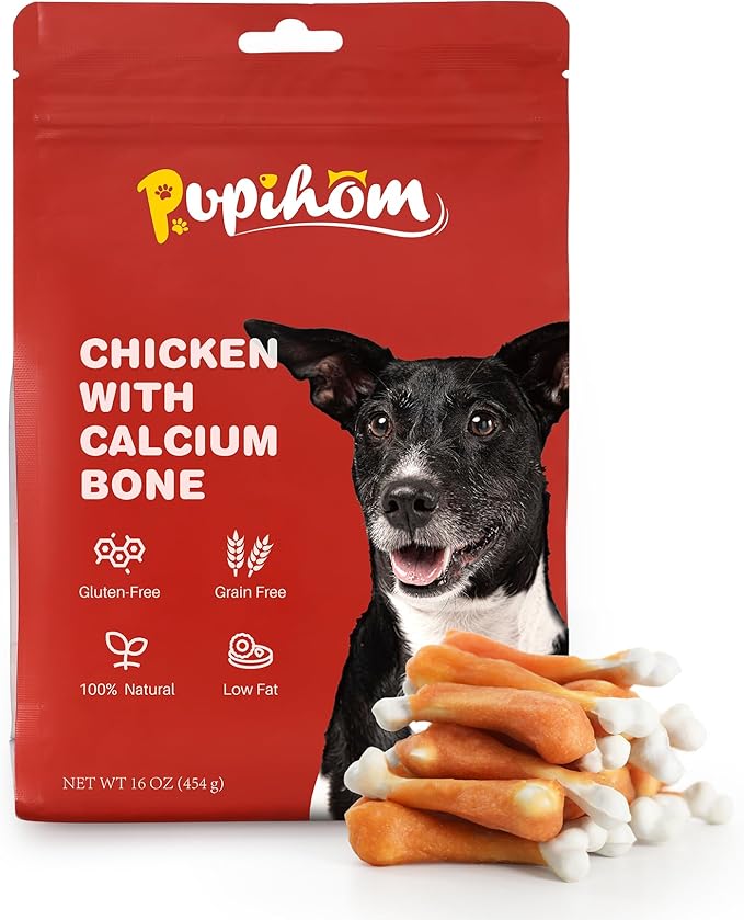 16OZ Dog Chewy Treats, Chicken Calcium Bone Dog Treats, Teeth Clean Training Chewy Snacks Dog Treats for Small Medium Large Dogs