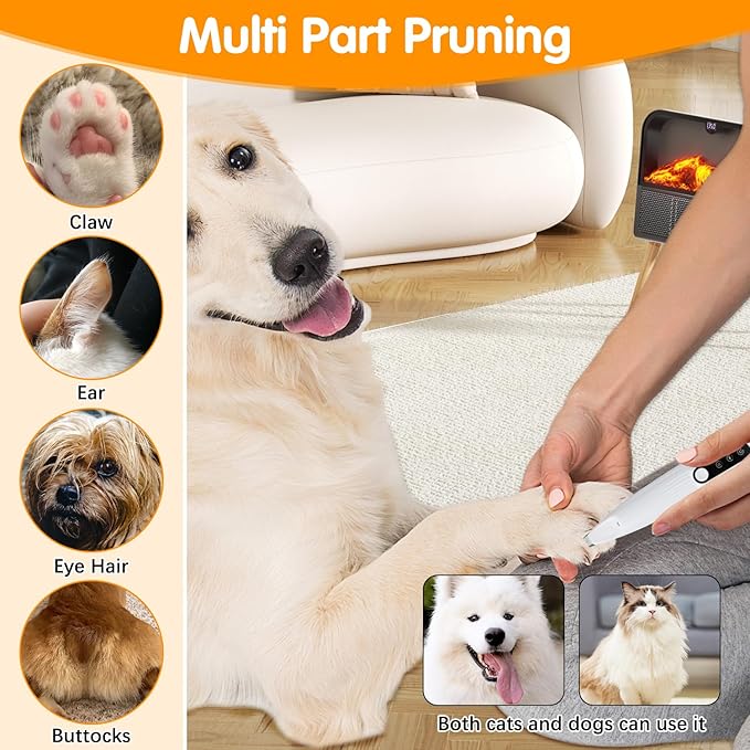 Upgraded Dog Trimmer with LED Light,Pet Clippers for Small Dogs Cats - Trimming Paws, Eyes, Ears, Face, and Rump