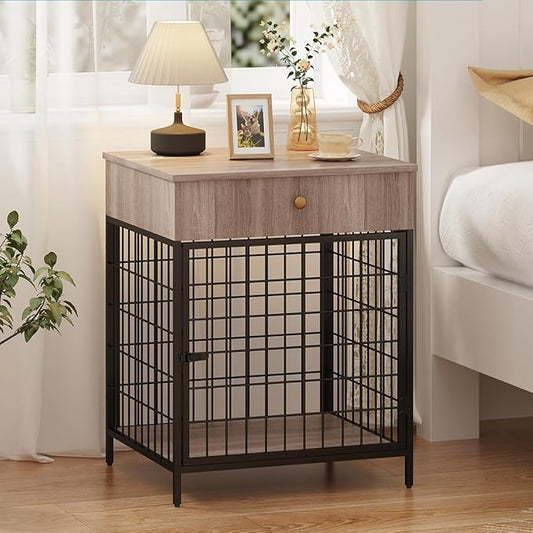 Dog Crate Furniture, Dog Crate Table, Decorative Dog Kennel with Drawer, Indoor Pet Crate End Table for Small Dog