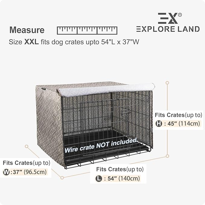 Explore Land Pattern Dog Crate Cover for 54 Inches Wire Cage, Heavy-Duty Polyester 1 2 3 Doors Standard Metal Pet Kennel Enclosure (Vintage Violet)