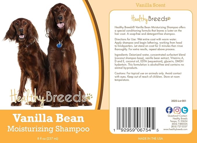 Healthy Breeds Irish Setter Vanilla Bean Moisturizing Shampoo 8 oz