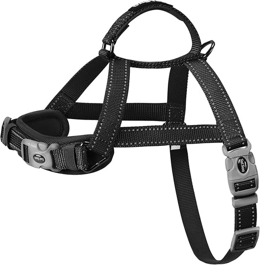 SATSUN Dog Harness Medium Sized Dog, No Pull Dog Harness with 2 Adjustable Points & 1 Leash Clip, Reflective Comfortable Dog Vest with Easy Control Handle Ideal for Walking and Training, Black,M