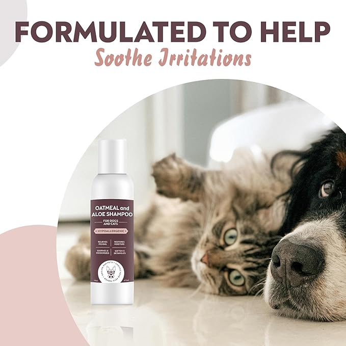 Smiling Paws Pets Oatmeal & Aloe Pet Shampoo with Pet Brush, 16oz, Fresh & Clean Scent