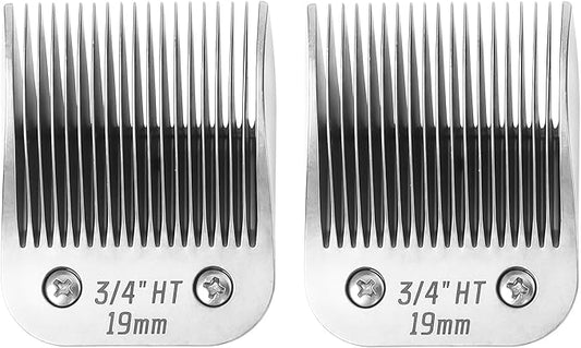 2 Pcs Size 3/4HT Detachable Dog Grooming Blades, Compatible with Andis, Oster A5, Wahl KM10 Series Clippers, Cut Length 19mm, Silver(3/4HT 19mm, 2Pcs)