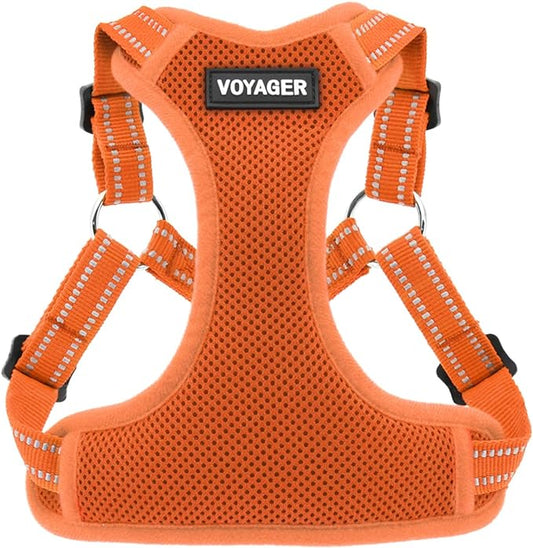 Best Pet Supplies Voyager Adjustable Dog Vest Harness Breathable No Pull Harness for Small, Medium, Large Dogs, Heavy Duty Harness for Walking, Jogging, Easy Step-in, Reflective Stripes - (Orange), M