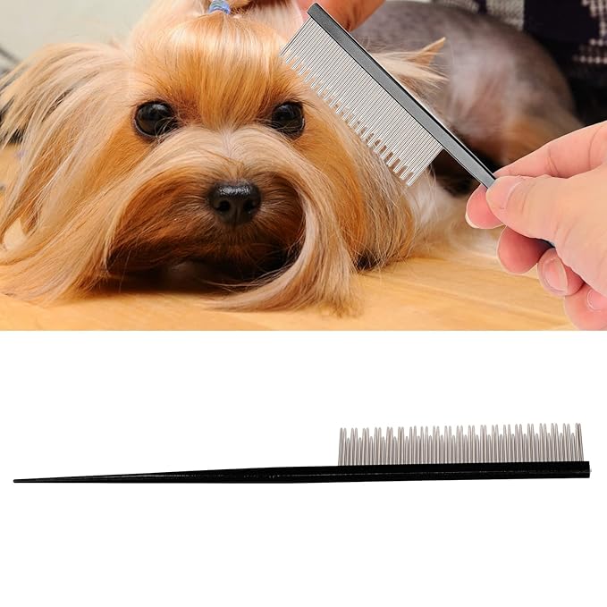 Round tooth metal dog comb is used for pet hair comb of dogs and cats to remove hair knots and entanglement. Professional pet hair comb styling comb(black)