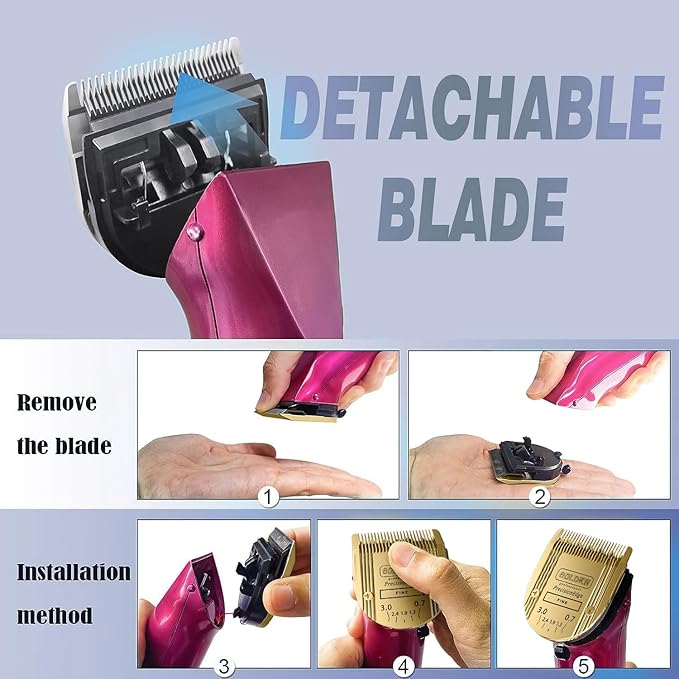 Adjustable 5 in 1 Blades Compatible with WAHL Arco,Bravura .Chromado，Creativa，Figura Dog Clippers for Dogs Grooming(Gold/3PC)