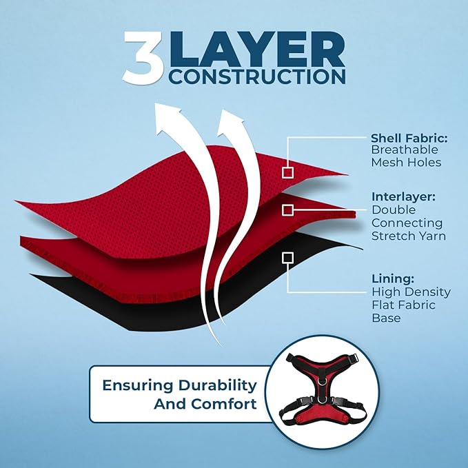 Voyager Step-in Lock Pet Harness - All Weather Mesh, Adjustable Step in Harness for Cats and Dogs by Best Pet Supplies - Red/Black Trim, XL