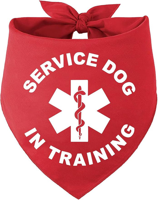 Service Dog in Traning Funny Red Pet Scarf Bandana Pet Walking Accessories for Puppy Triangle Scarf for Small Medium Large Dogs Birthday Party Photo Props Scarf Gifts for Pets and Dog Lovers