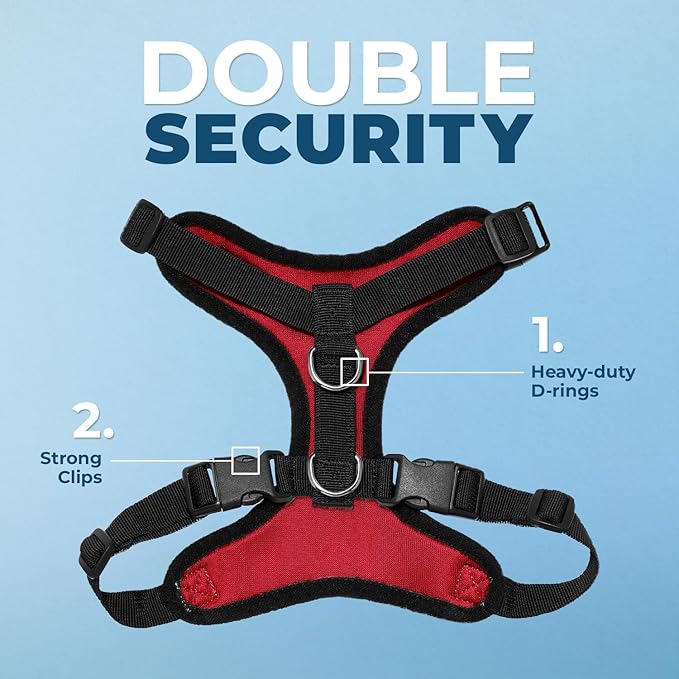 Voyager Step-in Lock Pet Harness - All Weather Mesh, Adjustable Step in Harness for Cats and Dogs by Best Pet Supplies - Red/Black Trim, XL