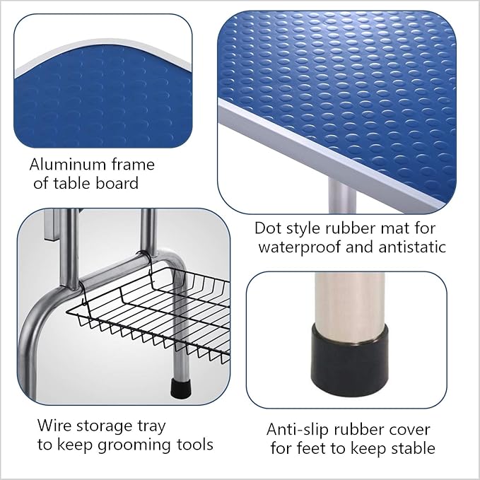 46" Dog Grooming Table, Folding Pet Grooming Table With Arm & Nosse & Mesh Tray For Bathing, Trimming, Drying, Grooming, Maximum Capacity Up To 330 Lbs