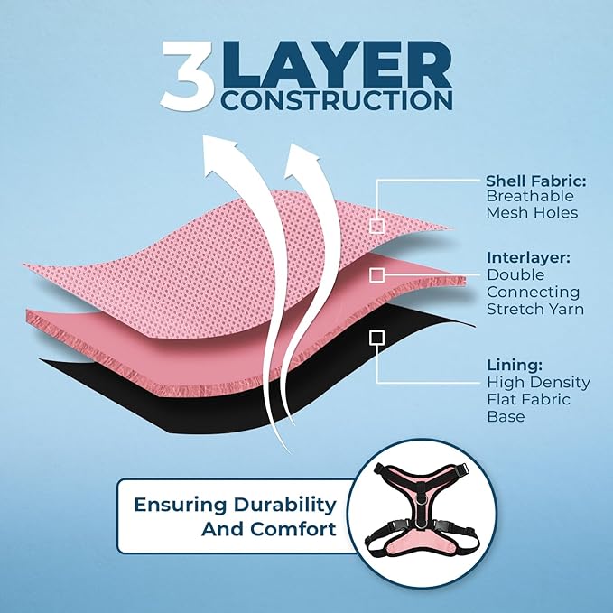 Voyager Step-in Lock Pet Harness - All Weather Mesh, Adjustable Step in Harness for Cats and Dogs by Best Pet Supplies - Pink/Black Trim, M