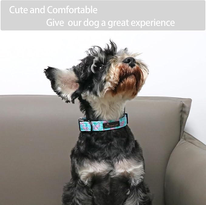 ARING PET Flamingo Dog Collar-Cute Cotton Medium Dog Collars, Adjustable Lightweight Summer Pet Collars for Small Medium Large Boy and Girl Dogs, Medium