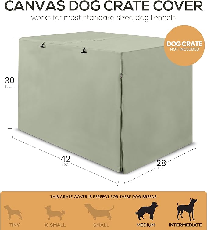 Utopia Home Dog Crate Cover, Waterproof Dog Kennel Cover 42 Inch - Beige Tan, 600D Heavy Duty Dog Cage Cover Universal Fit for Most Wire Pet Crates - 42 x 28 x 30 Inch (Cover Only)