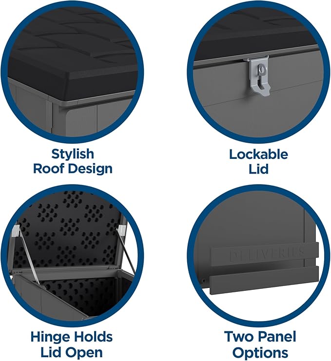 COSCO BoxGuard Large Outdoor Storage Box, Lockable Package Delivery and Storage Solution, 6.3 Cubic ft, Black/Charcoal