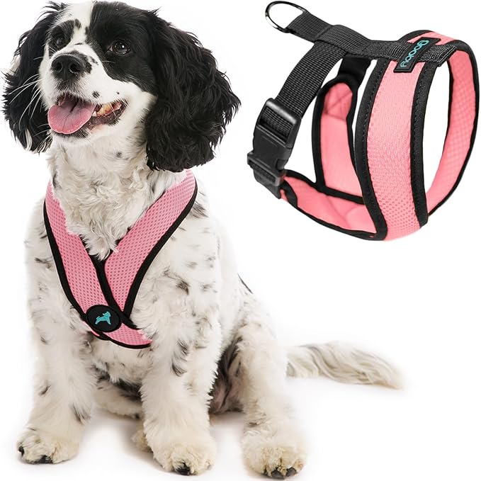 Gooby - Comfort X Head-In Harness, Choke Free Small Dog Harness with Micro Suede Trimming and Patented X Frame, Pink, Small (5-9 lbs)