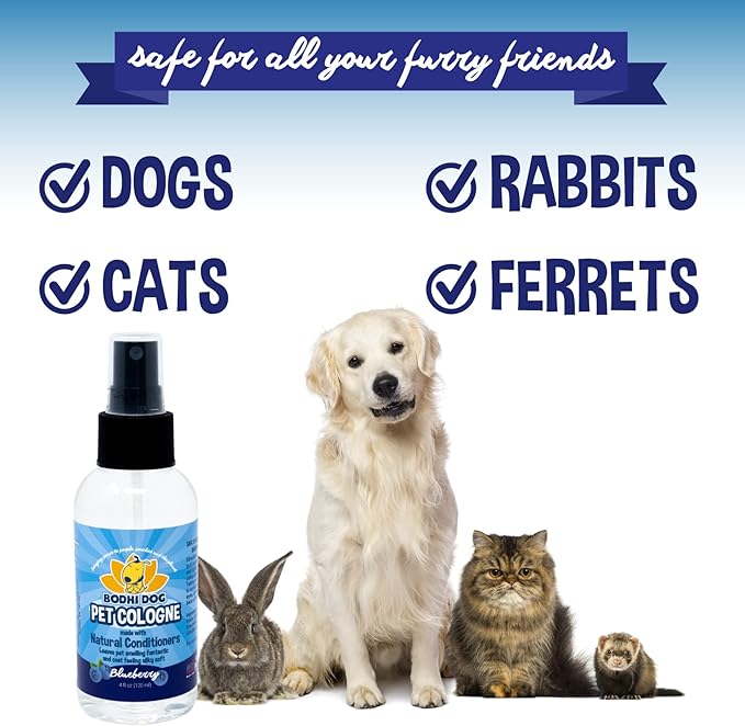 Bodhi Dog Natural Dog Cologne (Blueberry) - Premium Scented Deodorizing Pet Perfume with Conditioner for Dogs & Cats - Keeps Pets Fresh & Clean - Gentle and Safe Formula, Made in USA (4 Fl Oz)